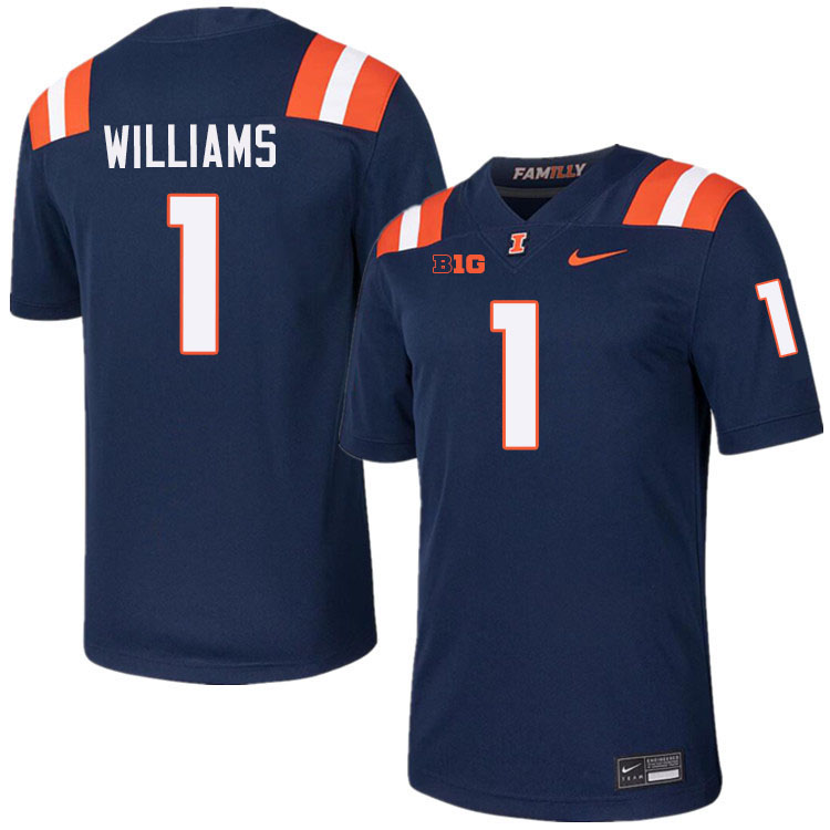 #1 Isaiah Williams Illinois Fighting Illini Football Jersey,Uniforms-Navy